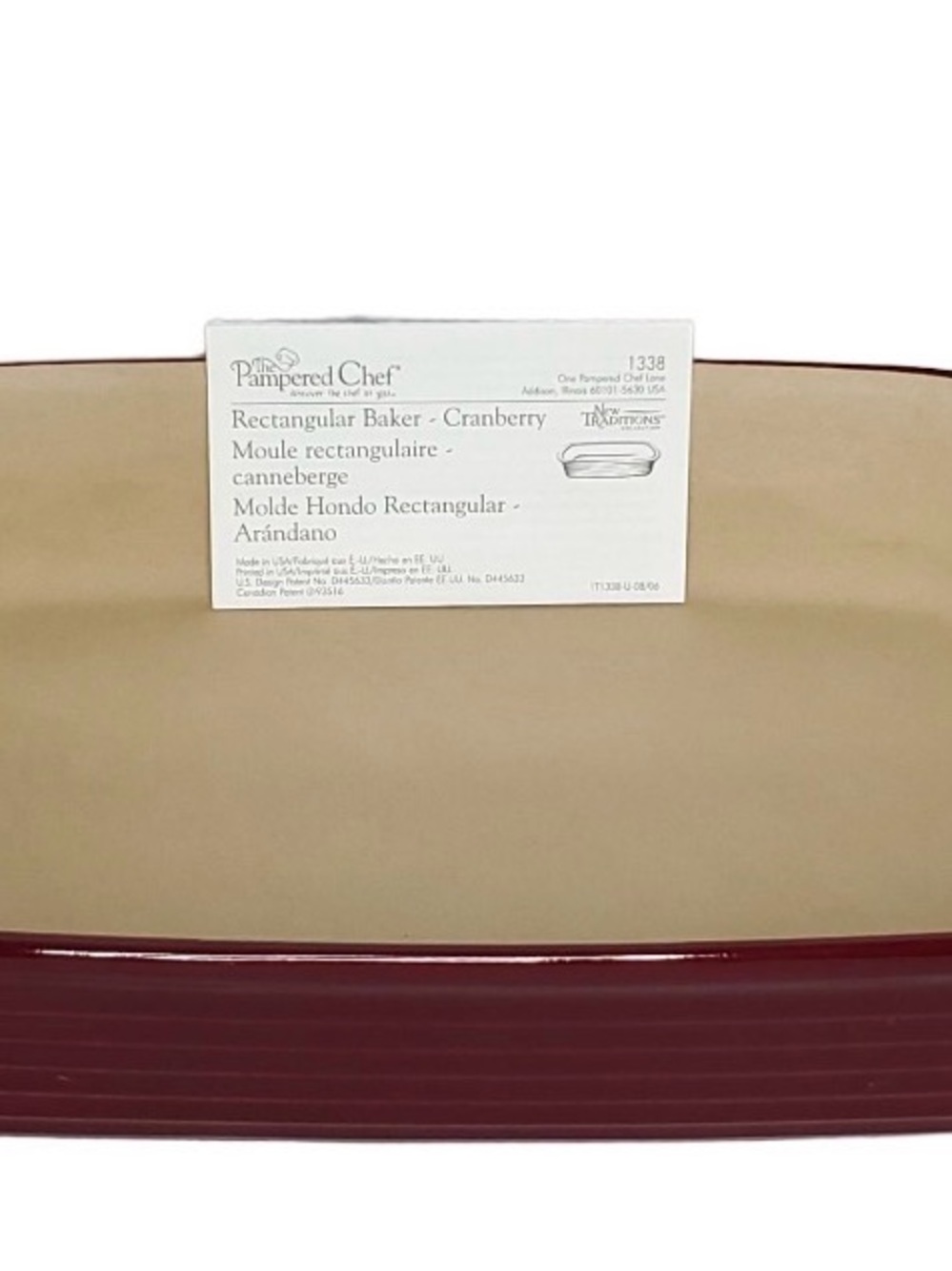Pampered Chef Cranberry Rectangular Baker, BNIB Never Removed - Picture 4 of 7